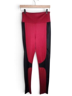 Cemi Ceri Superhero Style Colorblock Leggings in Black and Red Size L